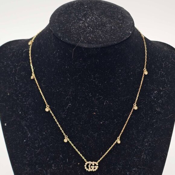 Gucci GG Running 18k Gold Diamond Necklace Brand New 900-042425 - Picture 1 of 15